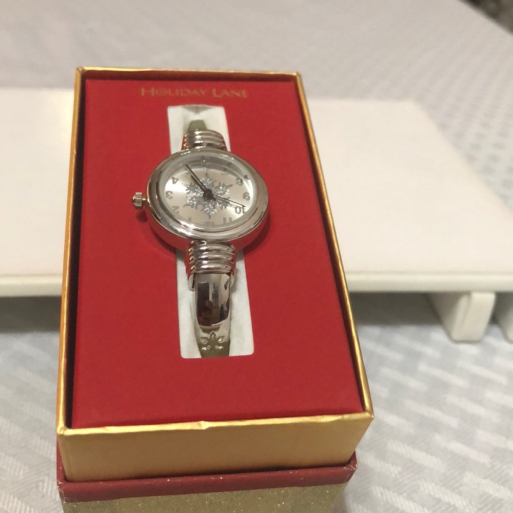 Macy's Holiday Lane Women's Silver Snowflake Watch